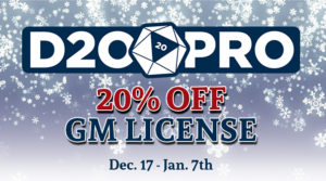 D20PRO Christmas License Sale